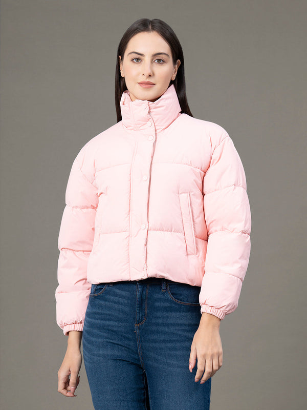 Redtape Stand Collar Padded Jacket For Women Pink