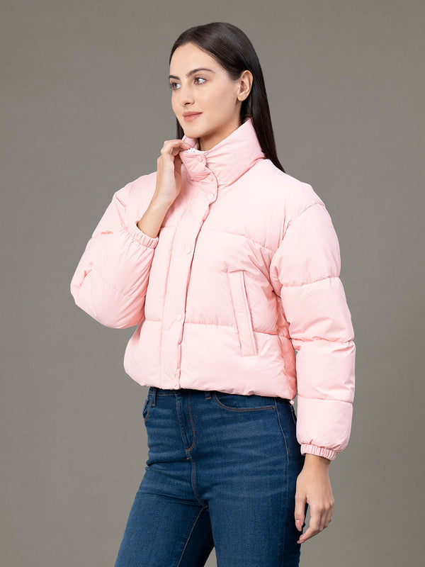 Redtape Stand Collar Padded Jacket For Women Pink