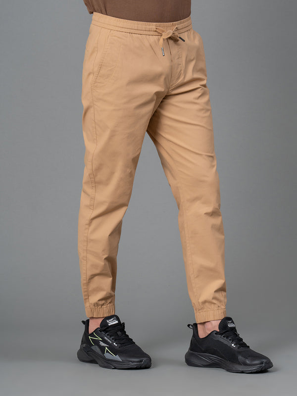 Redtape Tan Cotton Joggers For Men Tan