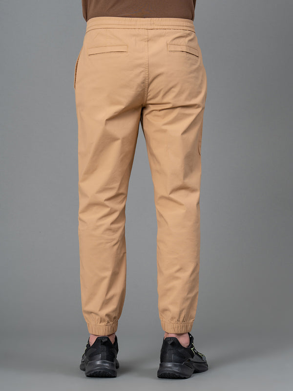 Redtape Tan Cotton Joggers For Men Tan