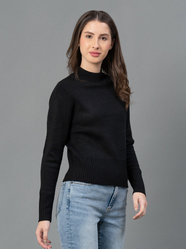 Redtape Women Black Solid Sweater Black