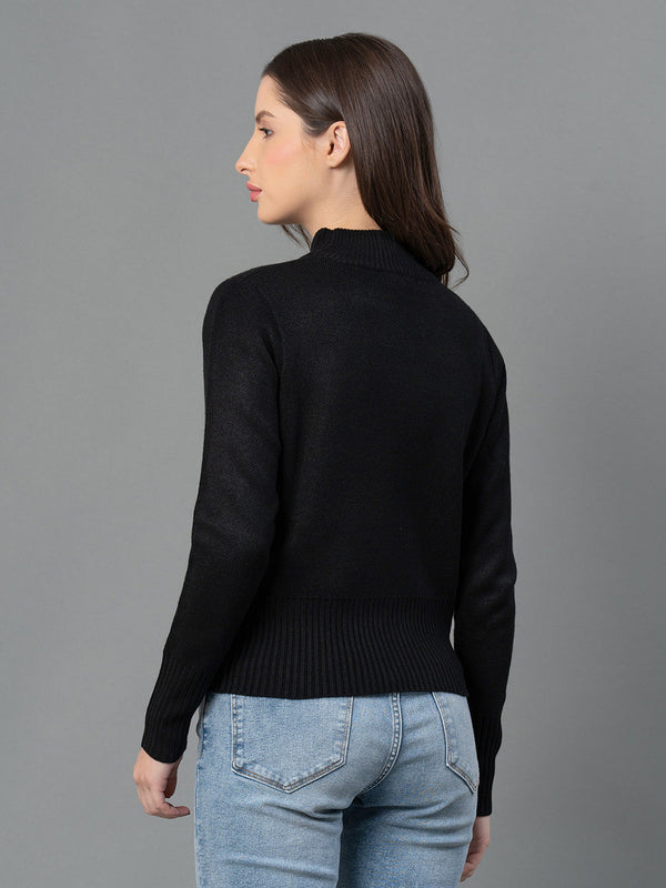 Redtape Women Black Solid Sweater Black