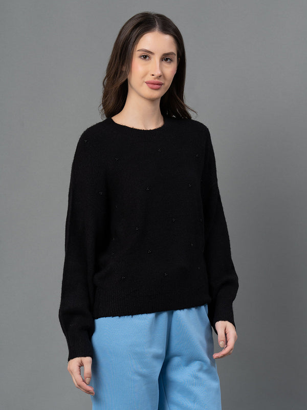 Redtape Women Black Solid Sweater Black