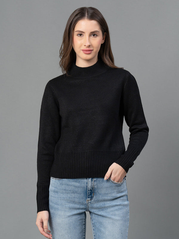 redtape Women Black Solid Sweater Black