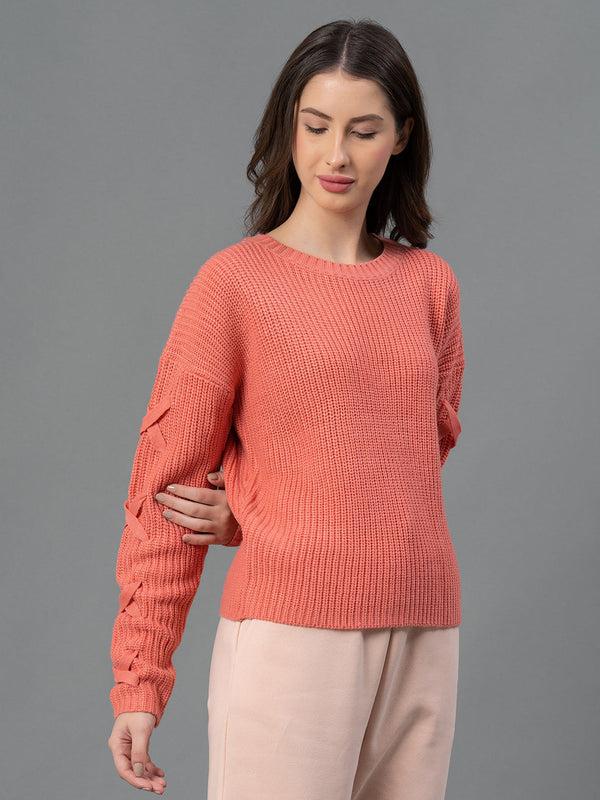 Redtape Women Deep Pink Solid Sweater Deep Pink