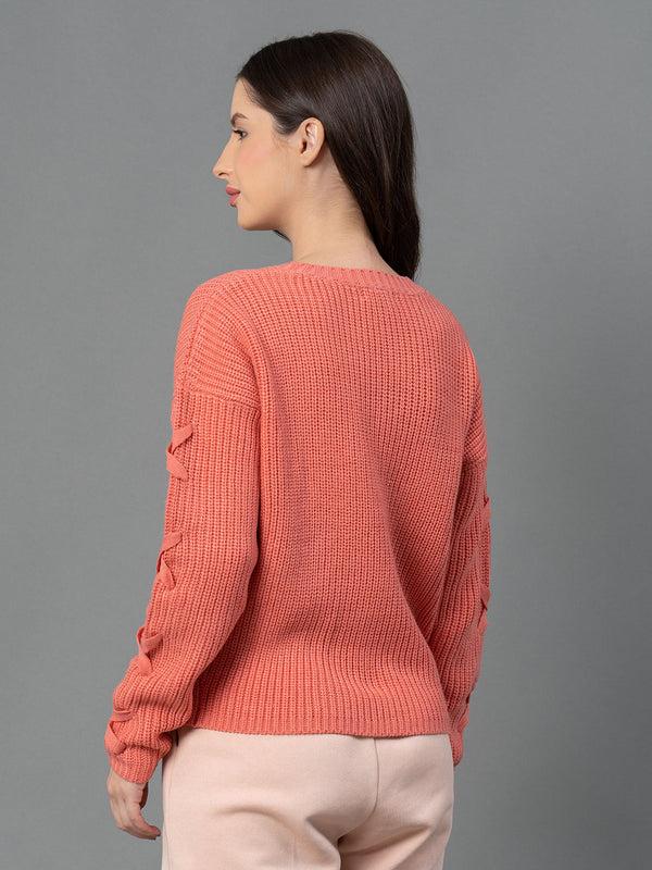 Redtape Women Deep Pink Solid Sweater Deep Pink
