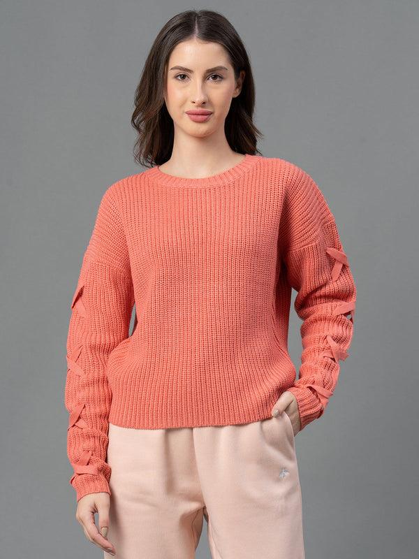 redtape Women Deep Pink Solid Sweater Deep Pink