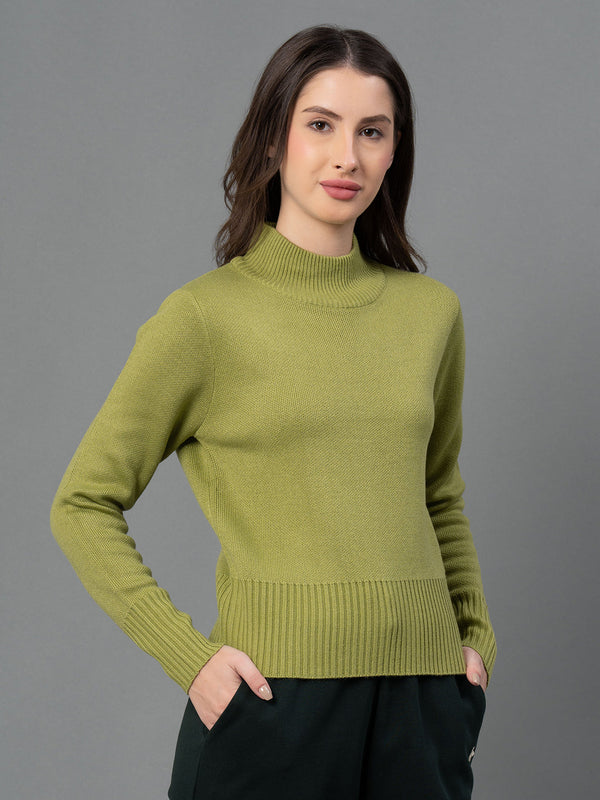 Redtape Women Green Solid Sweater Green