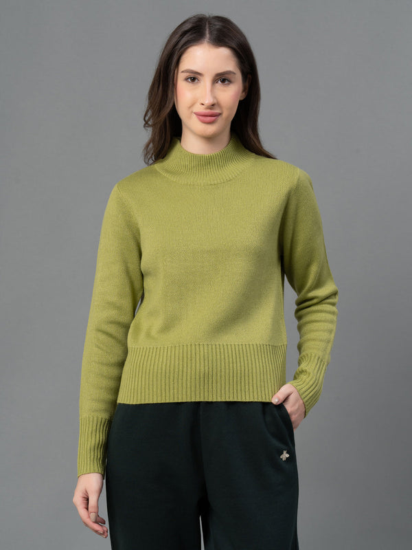 redtape Women Green Solid Sweater Green