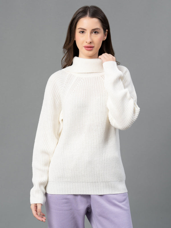 Redtape Women Off-White Solid Sweater White