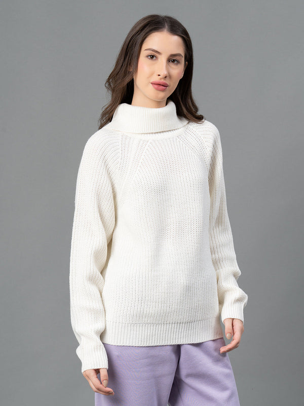 Redtape Women Off-White Solid Sweater White