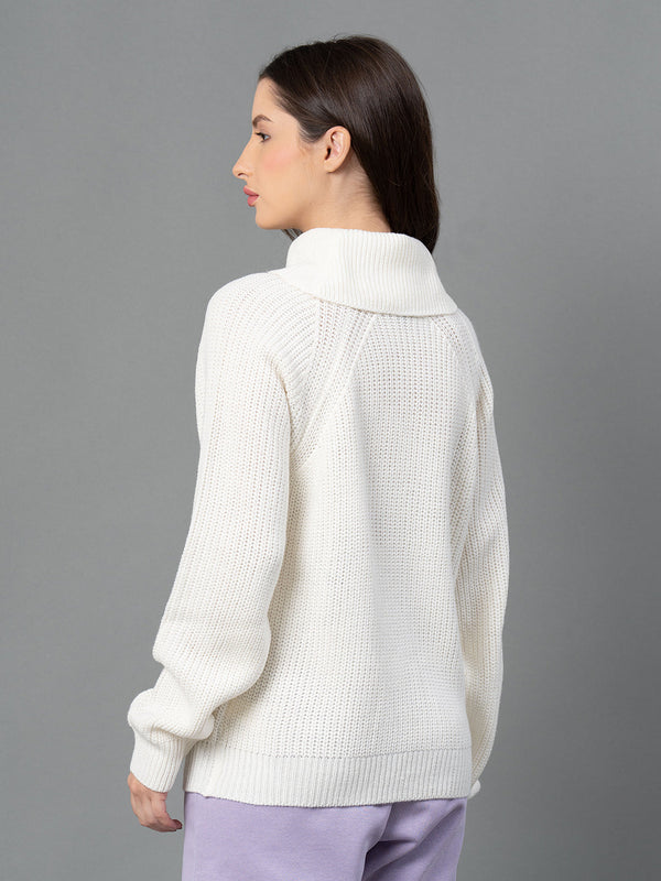 Redtape Women Off-White Solid Sweater White