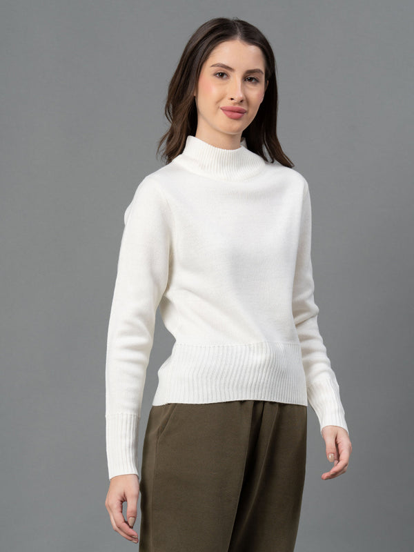 Redtape Women Off-White Solid Sweater White