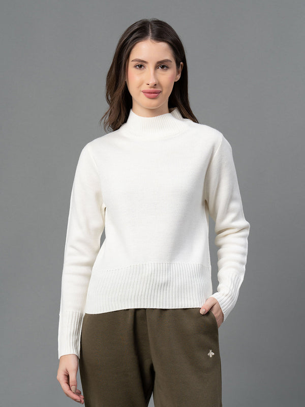 redtape Women Off-White Solid Sweater White