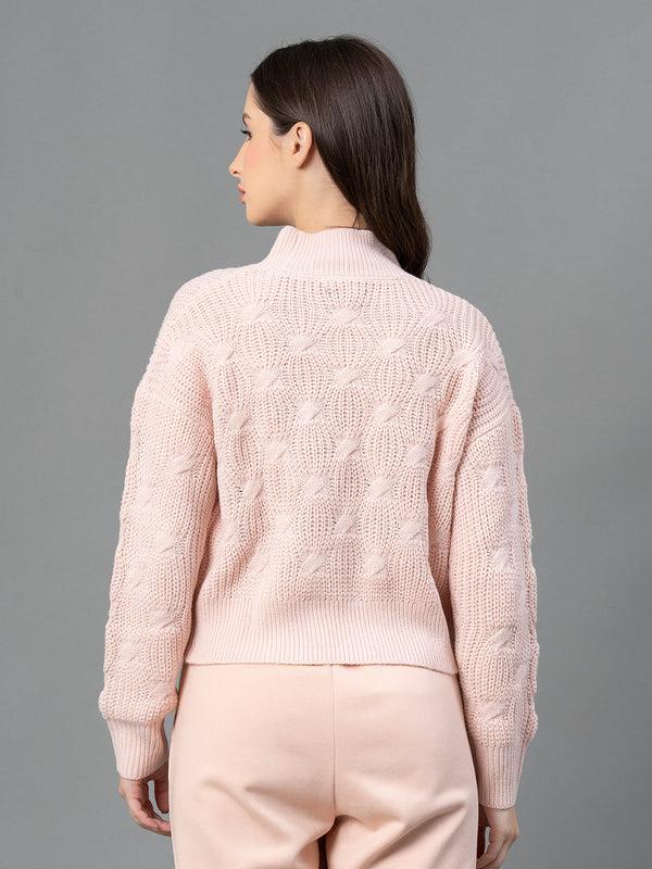 Redtape Women Peach Texture Design Sweater Peach
