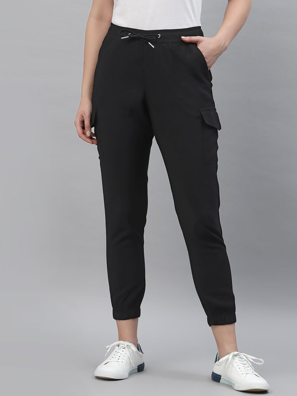 redtape Women's Black Solid Jogger Black