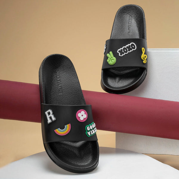 Redtape Women's Flip-Flop Sliders Black