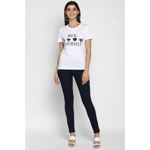 Redtape Women White T Shirt SKY NAVY