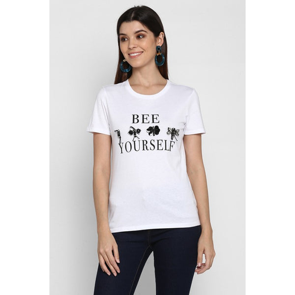 redtape Women White T Shirt SKY NAVY