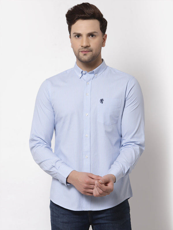 redtape Regular Fit Striped Shirt for Men Light Blue