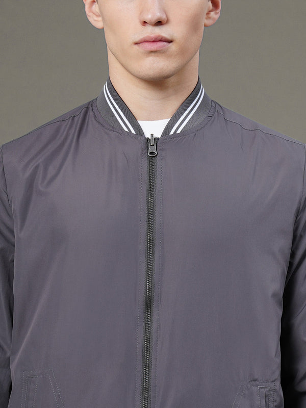 Redtape Reversible Baseball Collar Jacket For Men Navy Charcoal Grey