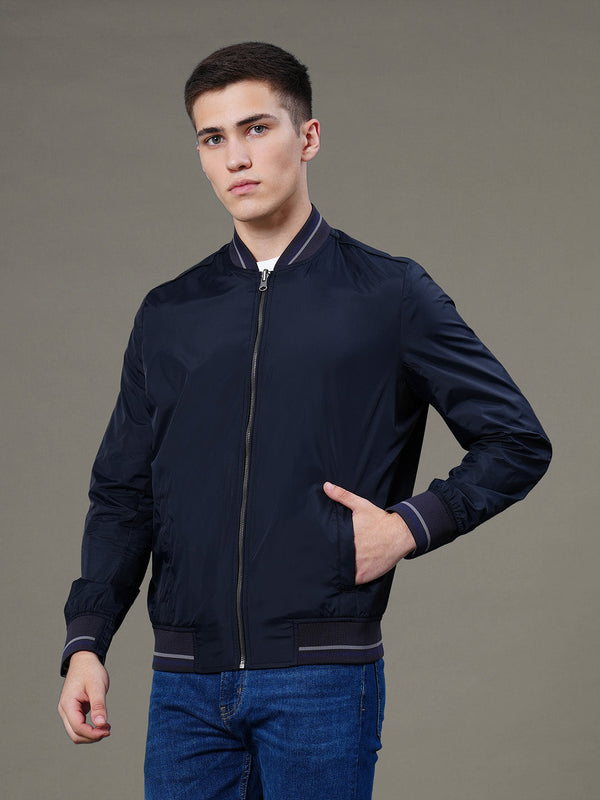 Redtape Reversible Baseball Collar Jacket For Men Navy Charcoal Grey