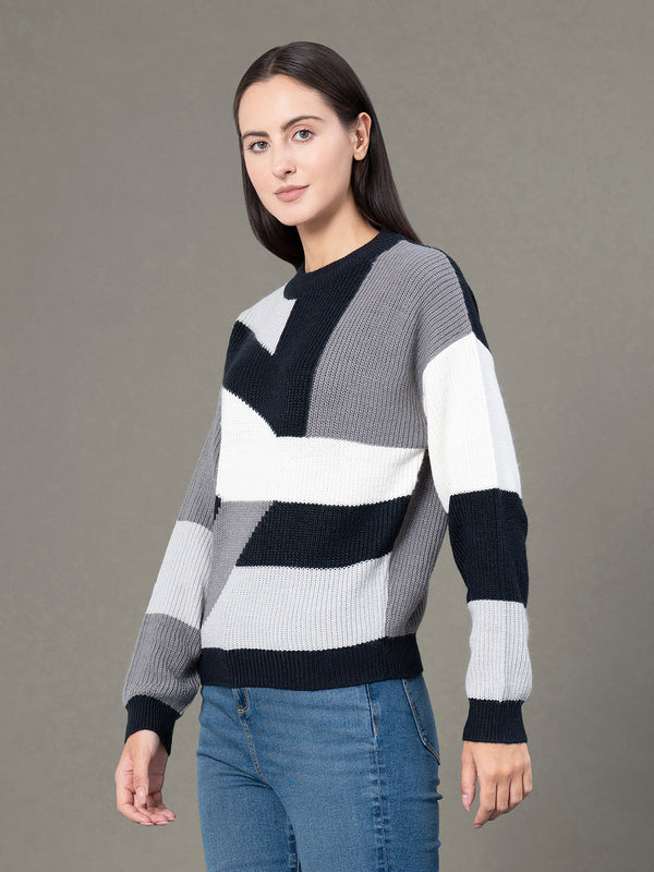 Redtape Round Neck Drop Shoulder Sweater For Women Black