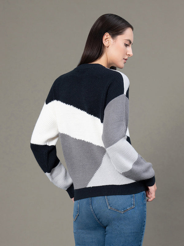 Redtape Round Neck Drop Shoulder Sweater For Women Black