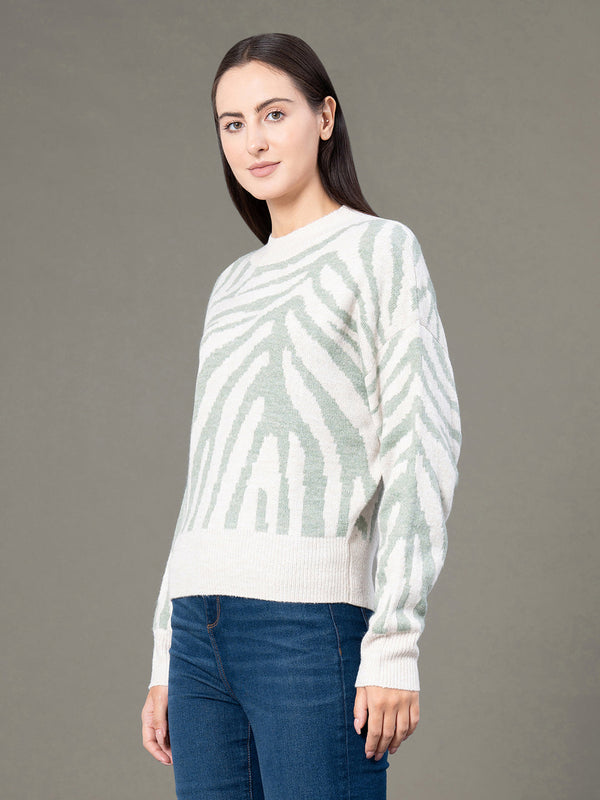 Redtape Round Neck Drop Shoulder Sweater For Women Light Olive