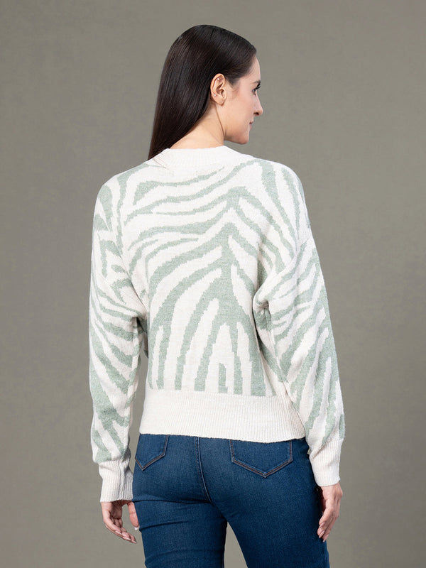 Redtape Round Neck Drop Shoulder Sweater For Women Light Olive