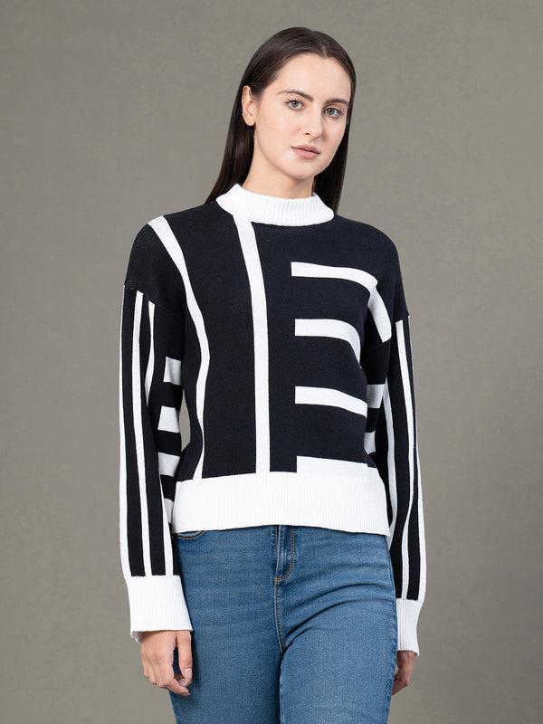 Redtape Round Neck Drop Shoulder Sweater For Women White