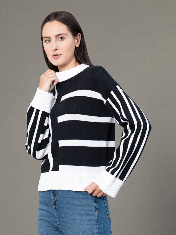 Redtape Round Neck Drop Shoulder Sweater For Women White