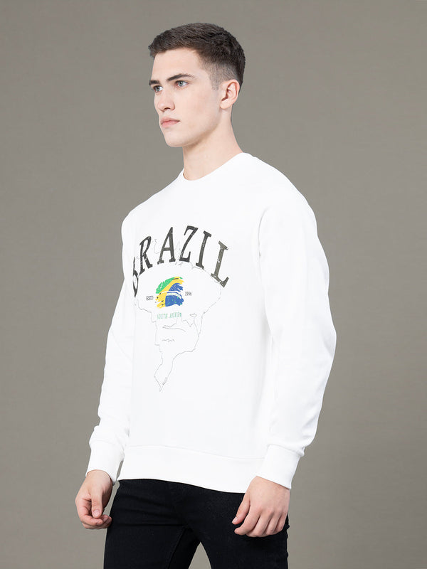 Redtape Round Neck Graphic Sweatshirt For Men Off White