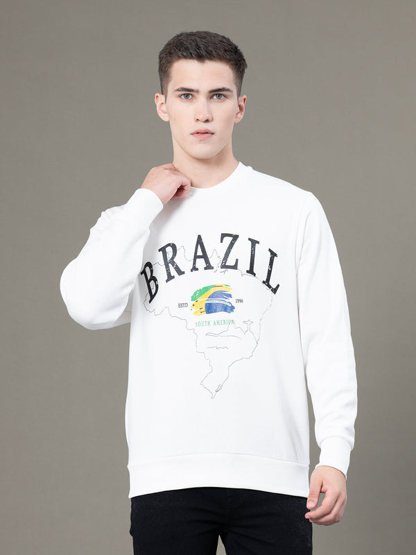 redtape Round Neck Graphic Sweatshirt for Men Off White