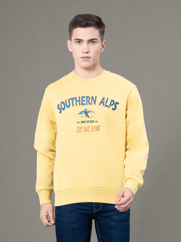 redtape Round Neck Graphic Sweatshirt for Men Yellow
