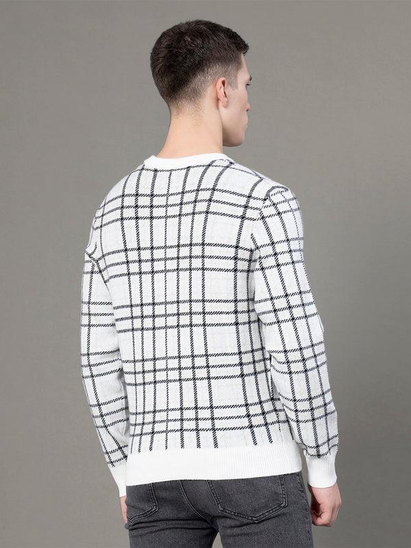 Redtape Round Neck Pattern Sweater For Men Off White