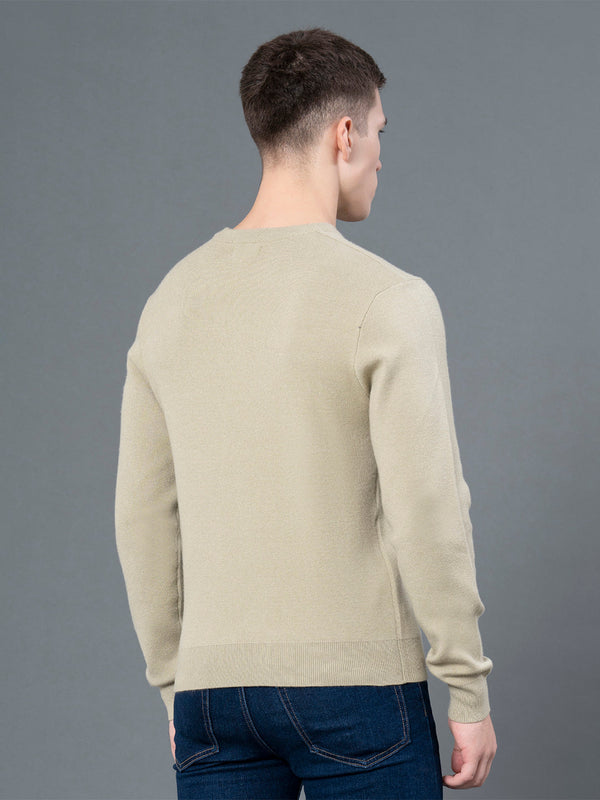 Redtape Round Neck Solid Sweater For Men Pale Olive