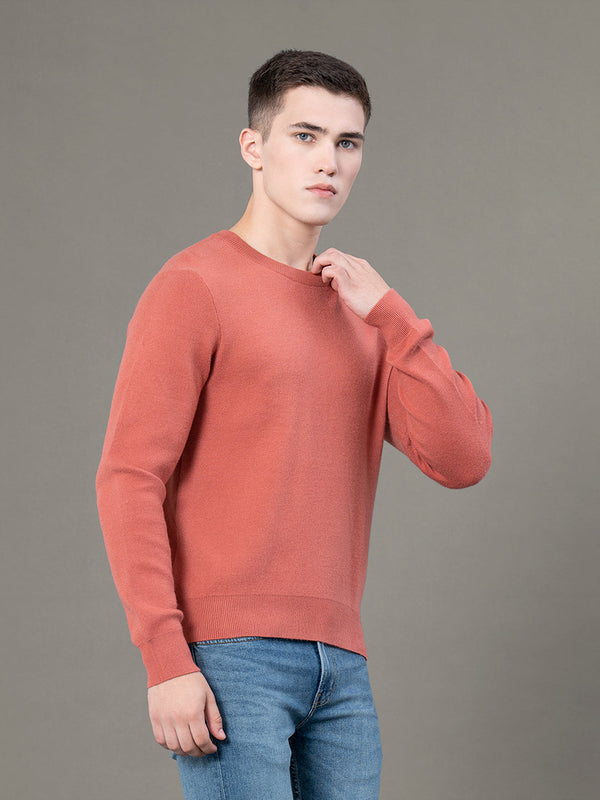 Redtape Round Neck Solid Sweater For Men Slate Brick