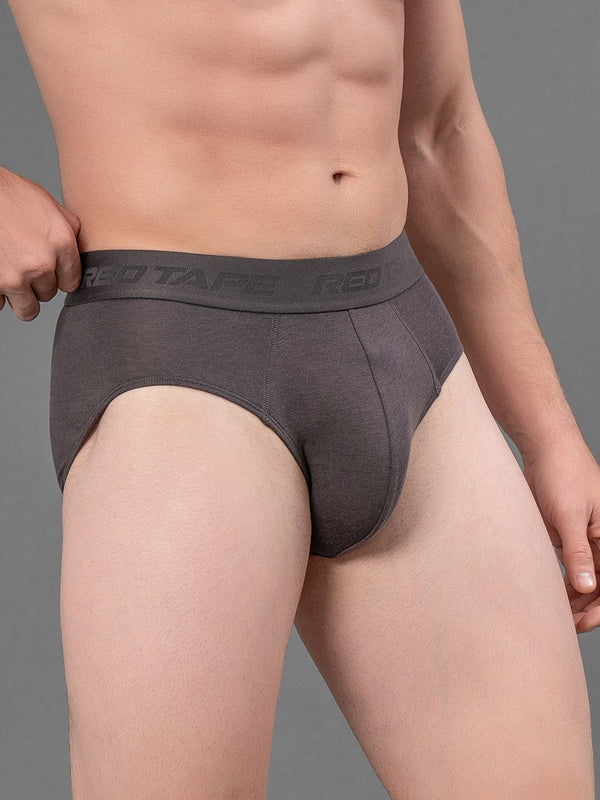 Redtape Solid Dark Grey V-Shape Brief For Men Dark Grey