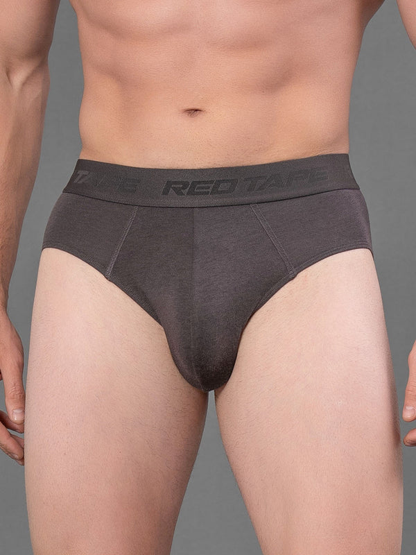 redtape Solid Dark Grey V-Shape Brief for Men Dark Grey