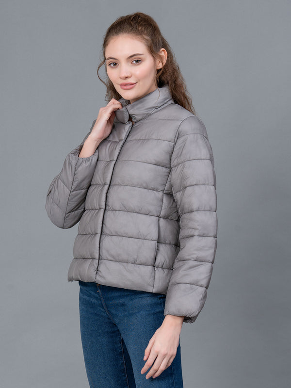 Redtape Space Grey Solid Nylon Women's Jacket Space Grey