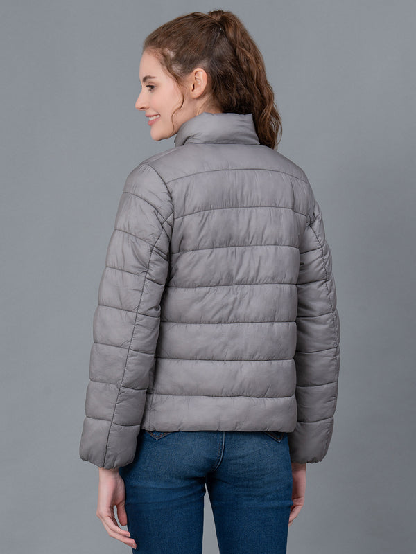 Redtape Space Grey Solid Nylon Women's Jacket Space Grey