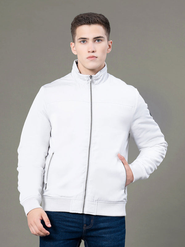 Redtape Stand Collar Bomber Jacket For Men Ice Grey