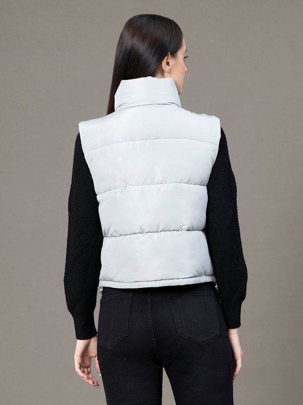 Redtape Stand Collar Sleeveless Jacket For Women Mint Grey