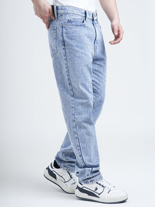 Redtape Straight Fit Blue Jeans For Men | Classic Everyday Denim Ice Blue