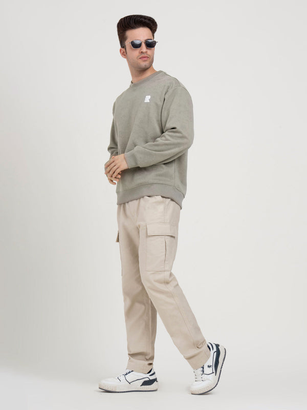 Redtape White Graphic Sweatshirt For Men | Winter-Ready Streetwear Comfort Light Olive