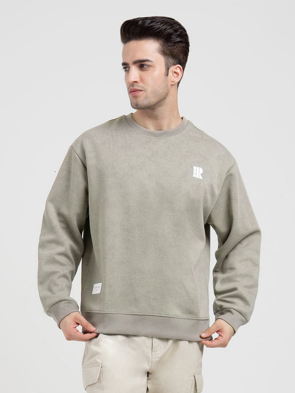 Redtape White Graphic Sweatshirt For Men | Winter-Ready Streetwear Comfort Light Olive