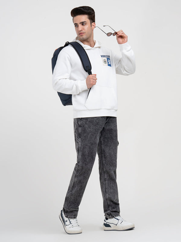 redtape White Graphic Winter Hoodie for Men | Casual Winter Comfort White