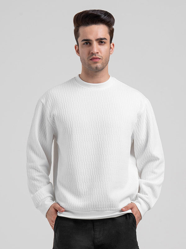 Redtape White Winter Baggy Sweatshirt For Men | Winter-Ready Streetwear Comfort White
