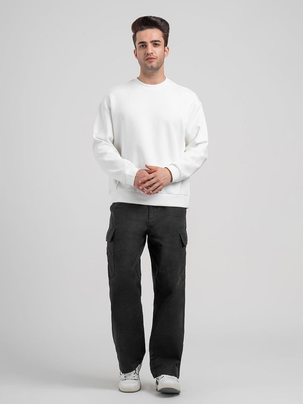 redtape White Winter Baggy Sweatshirt for Men | Winter-Ready Streetwear Comfort White